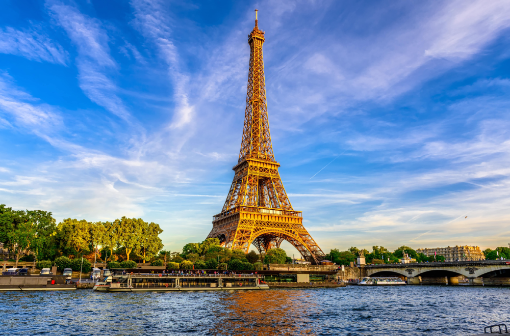 Eiffel tower and river Seine in Paris, France